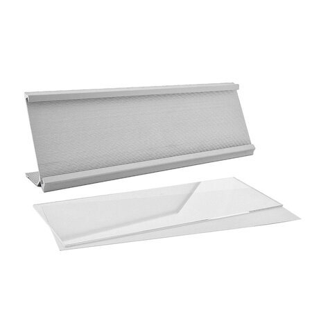 Bureau naambordje Titan aluminium met papierinleg in zilver 178x60mm - per 1 stuk