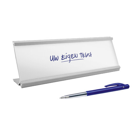 Bureau naambordje Titan aluminium met papierinleg in zilver 178x60mm - per 1 stuk