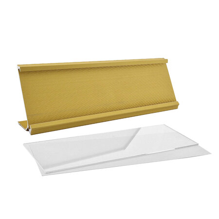 Bureau naambordje Titan aluminium met papierinleg in goud 178x60mm - per 1 stuk