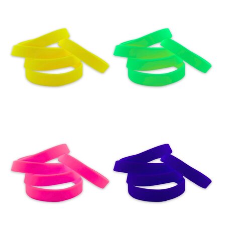 Siliconen of rubberen Polsbandjes blanco zonder opschrift, maar wel in vier kleuren te verkrijgen vanaf 1 stuks.
