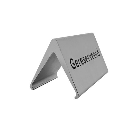 Gereserveerd bordje Elegant van aluminium in zilver 120x55mm met gravering aan beide zijden - per 1 stuk