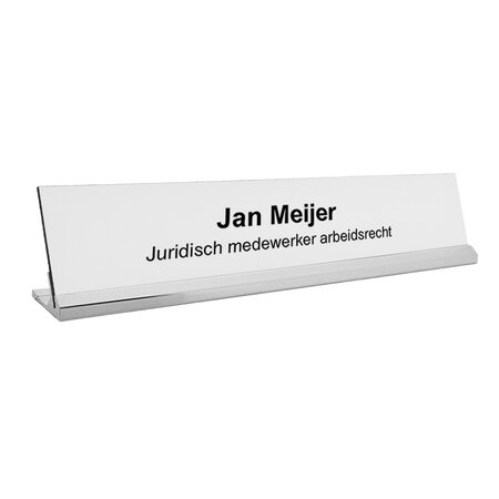 Bureau naambordje aluminium Reno met inschuifstrook - per 1 stuk