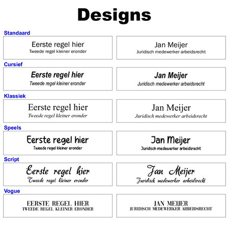 Bureau naambordje aluminium Reno met inschuifstrook - per 1 stuk