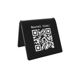 QR-code bordje met 'Bestel hier' van plexiglas in het zwart - per 1 stuk