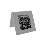 QR-code bordje met 'Bestel hier' van plexiglas in zilverkleurig - per 1 stuk