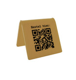 QR-code bordje met 'Bestel hier' van plexiglas in goudkleurig - per 1 stuk