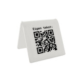 QR-code bordje met eigen tekst van plexiglas in het wit - per 1 stuk