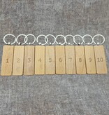 Houten sleutellabel rechthoek met nummer gravering 27x80mm - per 1 stuk