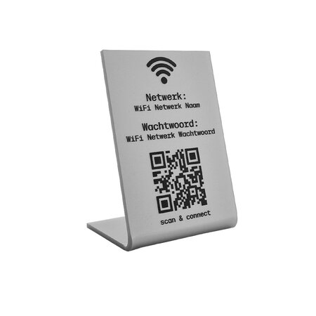 Wifi bordje van zilverkleurig plexiglas 70 x 100 mm - per 1 stuk