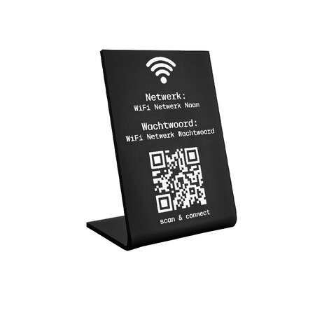 Wifi bordje van zwart plexiglas 70 x 100 mm - per 1 stuk
