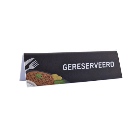 Gereserveerd bordje voor een steak restaurant van kunststof 130x40mm - per 1 stuk