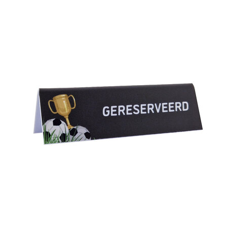 Gereserveerd bordje met een voetbal thema van kunststof 130x40 mm - per 1 stuk