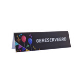 Gereserveerd bordje met een verjaardagsfeest thema van kunststof 130x40 mm - per 1 stuk