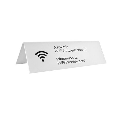 Wifi bordje Oscar met wachtwoord en netwerknaam in wit van polystyreen - per 1 stuk