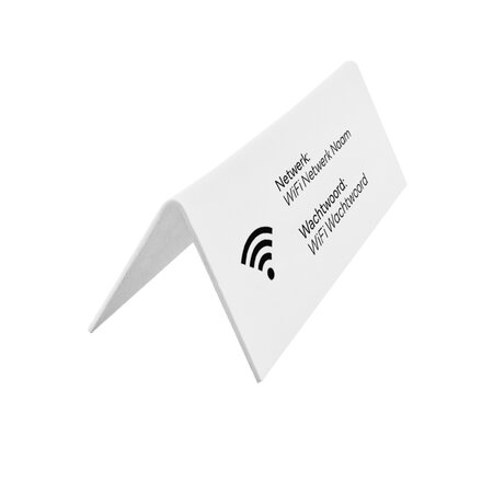 Wifi bordje Oscar met wachtwoord en netwerknaam in wit van polystyreen - per 1 stuk