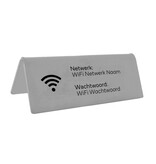 Wifi bordje met wachtwoord en netwerknaam in zilverkleurig van plexiglas - per 1 stuk