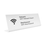 Wifi bordje Lucas met wachtwoord en netwerknaam in wit van polystyreen - per 1 stuk