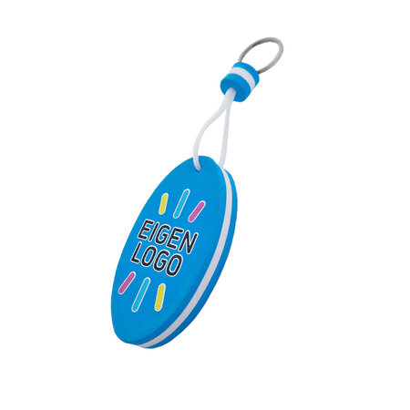 Drijvende sleutelhanger met bedrukking 50x90mm blauw - per 1 stuk