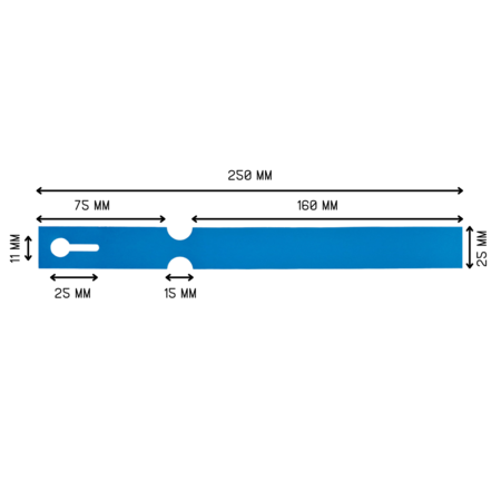 CombiCraft Blanco sleufetiketten 250x25mm voor thermo transferprinters op rol blauw - per 1500 etiketten