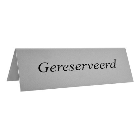 Gereserveerd bordje van aluminium 100x40mm met lasergravering zilverkleurig - per 1 stuk
