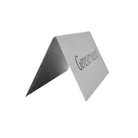 Gereserveerd bordje van aluminium 100x40mm met lasergravering zilverkleurig - per 1 stuk