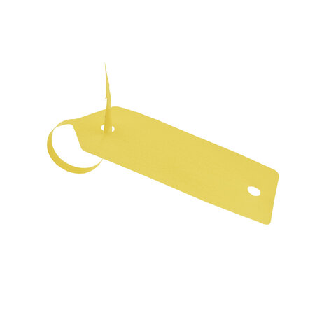 Blanco autolabel of werkplaatslabel met rattenstaart 190x37mm beschrijfbaar geel - per 500 stuks