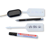 Blanco autolabel of werkplaatslabel met rattenstaart 190x37mm beschrijfbaar rood - per 500 stuks