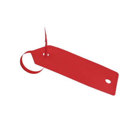 Blanco autolabel of werkplaatslabel met rattenstaart 190x37mm beschrijfbaar rood - per 500 stuks