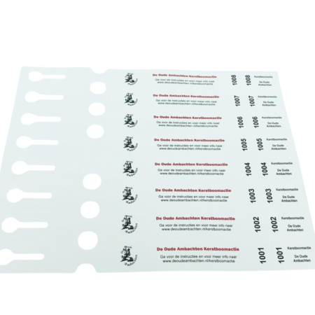CombiCraft Sleufetiketten met eigen ontwerp en nummering 250x25mm met afscheurstrook - per 200 etiketten