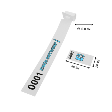 CombiCraft Sleufetiketten met eigen ontwerp en nummering 250x20mm met afscheurstrook - per 200 etiketten
