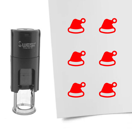Stempel of stempeltje kerstmuts 10mm rond  - per 1 stuk