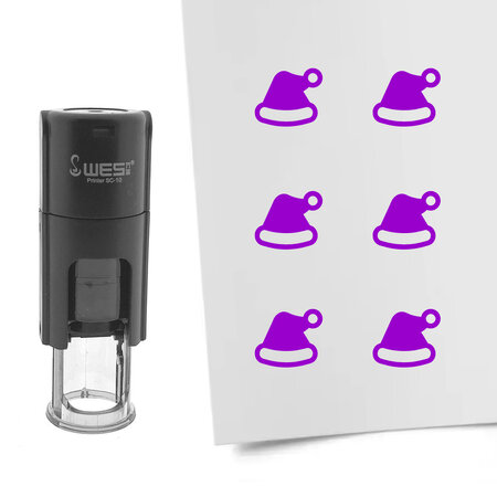 Stempel of stempeltje kerstmuts 10mm rond  - per 1 stuk