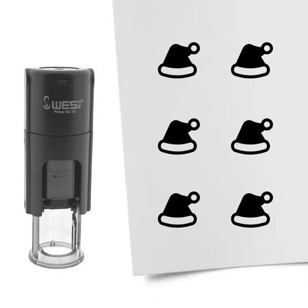 Stempel of stempeltje kerstmuts 10mm rond  - per 1 stuk