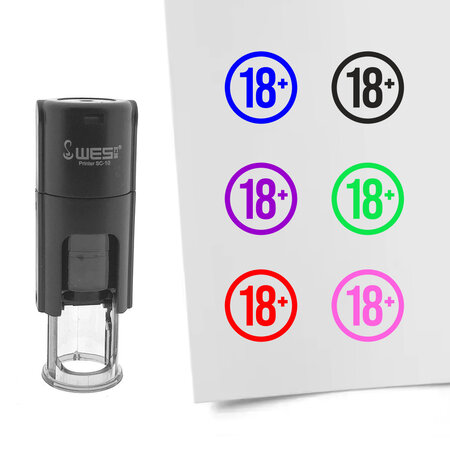 Stempel of stempeltje 18+ 10mm rond  - per 1 stuk