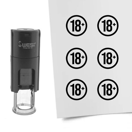 Stempel of stempeltje 18+ 10mm rond  - per 1 stuk