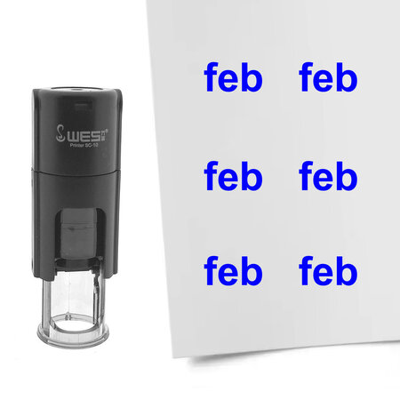 Stempel of stempeltje van de tekst Feb voor de maand Februari 10mm rond - per 1 stuk