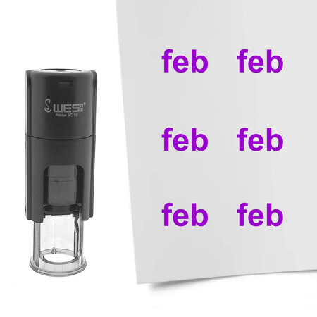 Stempel of stempeltje van de tekst Feb voor de maand Februari 10mm rond - per 1 stuk