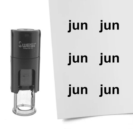 Stempel of stempeltje van de tekst Jun voor de maand Juni 10mm rond - per 1 stuk
