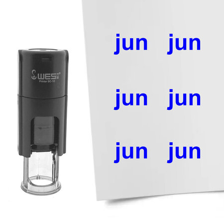 Stempel of stempeltje van de tekst Jun voor de maand Juni 10mm rond - per 1 stuk