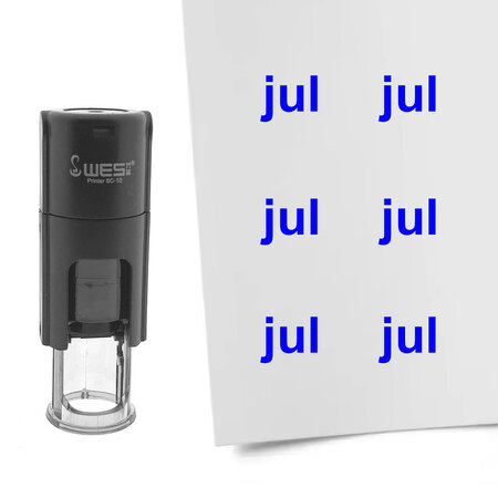 Stempel of stempeltje van de tekst Jul voor de maand Juli 10mm rond - per 1 stuk