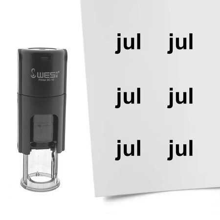 Stempel of stempeltje van de tekst Jul voor de maand Juli 10mm rond - per 1 stuk