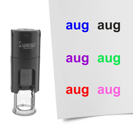Stempel of stempeltje van de tekst Aug voor de maand Augustus 10mm rond - per 1 stuk