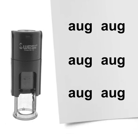Stempel of stempeltje van de tekst Aug voor de maand Augustus 10mm rond - per 1 stuk