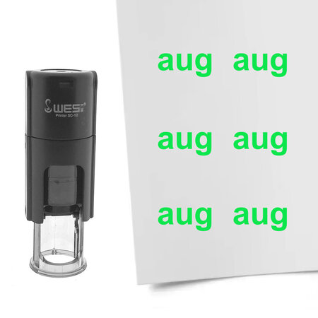 Stempel of stempeltje van de tekst Aug voor de maand Augustus 10mm rond - per 1 stuk