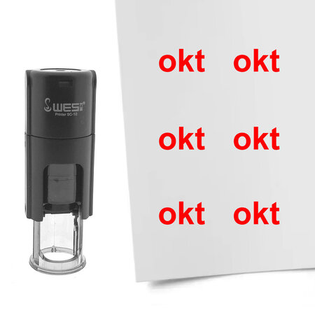 Stempel of stempeltje van de tekst Okt voor de maand Oktober 10mm rond - per 1 stuk