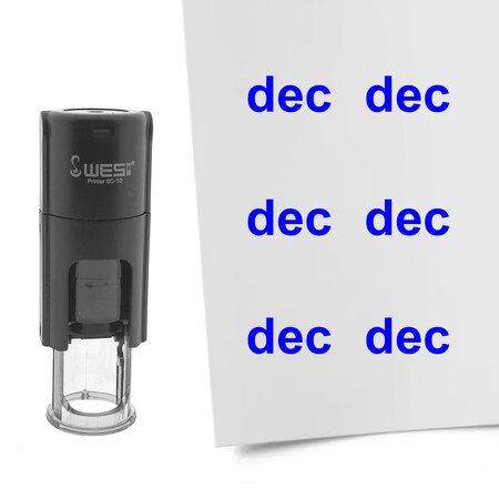 Stempel of stempeltje van de tekst Dec voor de maand December 10mm rond - per 1 stuk