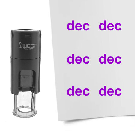 Stempel of stempeltje van de tekst Dec voor de maand December 10mm rond - per 1 stuk