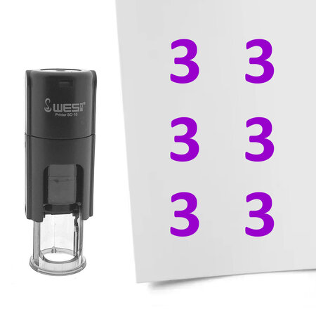 Stempel of stempeltje van het getal 3 in maat 10mm - per 1 stuk