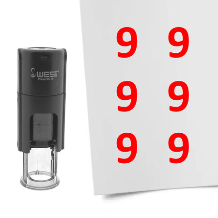 Stempel of stempeltje van het getal 9 in maat 10mm - per 1 stuk