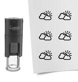 Stempel of stempeltje bewolkt met zon afdruk 10mm rond - per 1 stuk